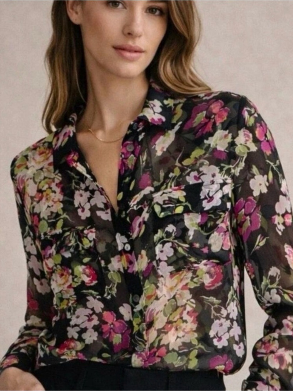 Equipment | Silk Floral Button Down Blouse, Excellent Condition